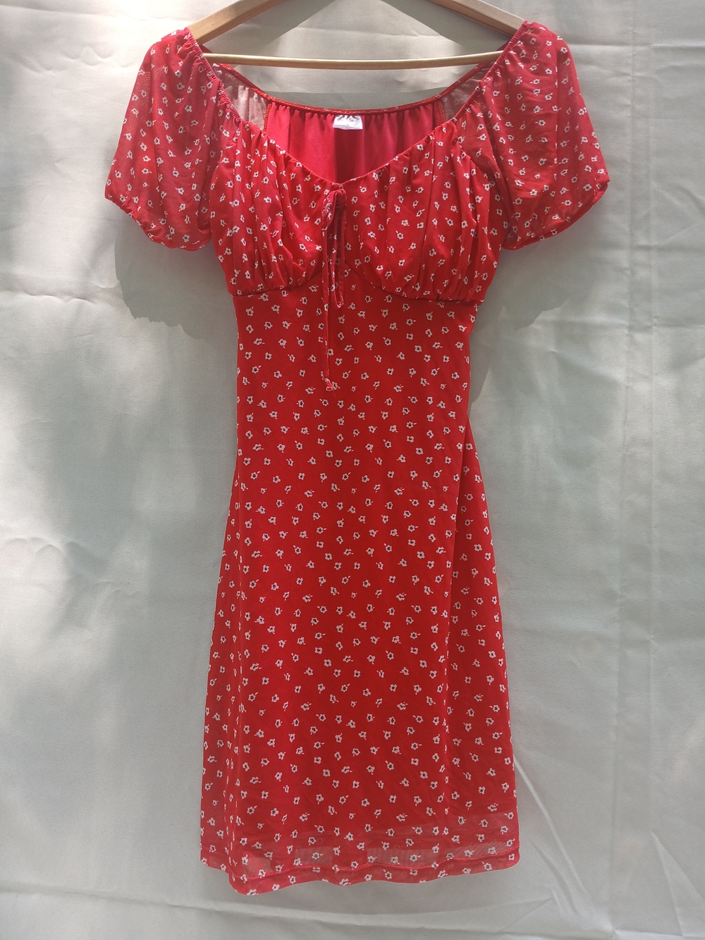 No Boundaries Red Floral Puff-Sleeve Mini Dress